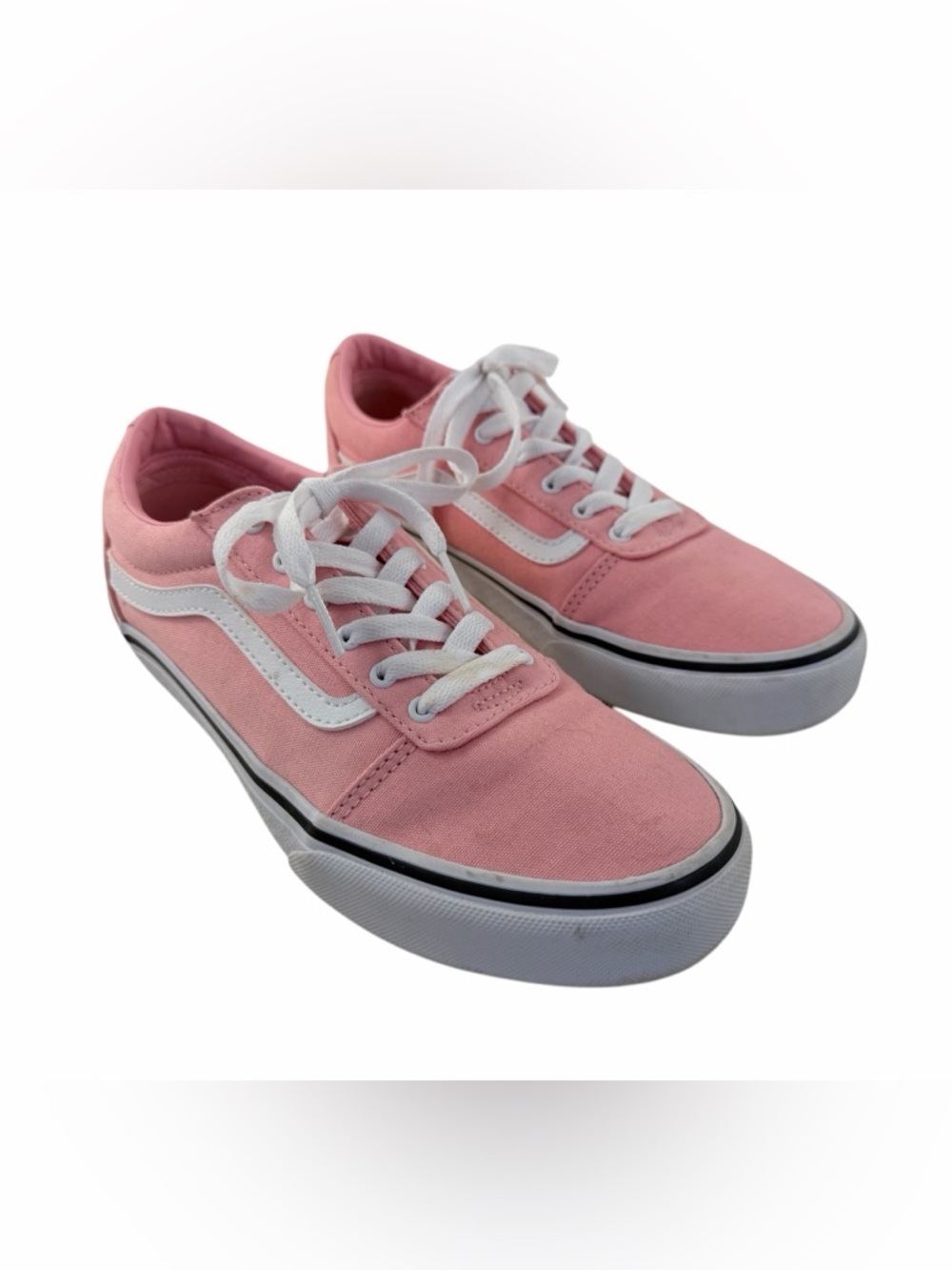 Vans Women’s Pink Canvas Ward Low-Top Sneakers Skate Shoes w/ White Stripe Sz 6